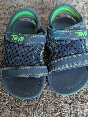 Teva Kids Navy and Neon Green Adjustable Sport Sandals